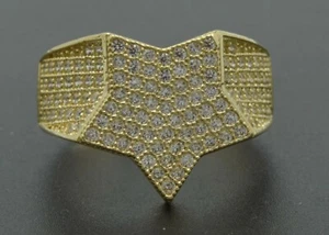 Real Solid 10K Yellow Gold Mens Beautiful Super Star  Ring 5.6 grams ALL SIZES - Picture 1 of 4