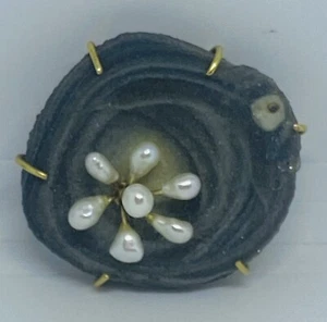Broche piedra natural estalagnate oro 585 con cuentas  - Imagen 1 de 5