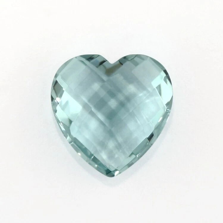 MAN MADE AQUA BLUE QUARTZ 15 MM HEART BRIOLETTE CUT BEAUTIFUL COLOR F-5093 - Image 1 of 1