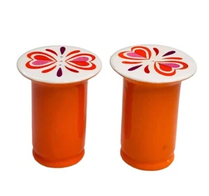 Salero y pimentero Holt Howard 1962 Retro Mod Flower Power naranja brillante MCM - Imagen 1 de 8