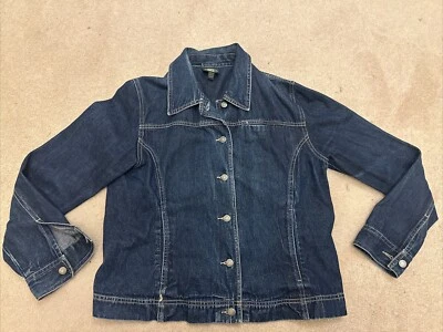 Laura Ashley Woman’s Dark wash Denim Long Sleeve Jacket w/Pockets Vintage 14(12) — 第 1/4 张图片