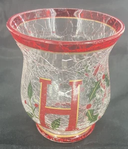 Yankee Candle Christmas Crackle Glass Votive Holder Hope Holly Berry gently used - Picture 1 of 9