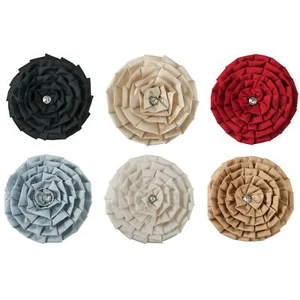 Luxury Diamond Pleat Cushion Faux Silk Round Shape Filled Cushions 30 cm - Picture 1 of 7