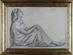 CAMILLE PISSARRO / Great Original Charcoal on Paper, Art Drawing Signed & Framed - Picture 1 of 14
