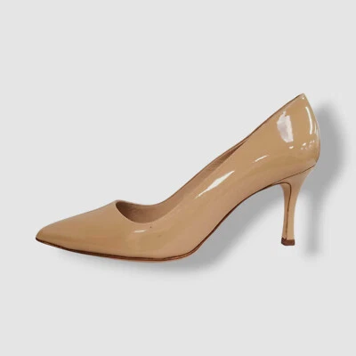 Zapato Manolo Blahnik Mujer Beige Charol Tacón Izquierdo Solo Talla 36 Foto 1 de 4