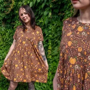 Abito smock in jersey di zucca con tasche di Run and Fly - Foto 1 di 10