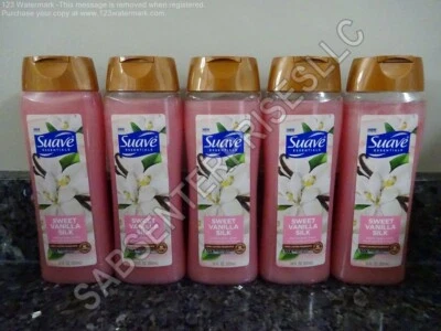 5 lavados corporales suaves con aroma de seda de vainilla dulce Suave Essentials 18 fl oz. Foto 1 de 4