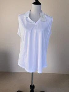 Lady Hagen Women’s Pique Sleeveless Polo White NEW HydroDri XL - Picture 1 of 8
