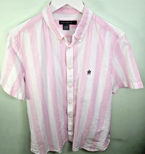 French Connection Short Sleeve Baby Pink White Button Up Shirt Mens Size Large - Picture 1 of 11