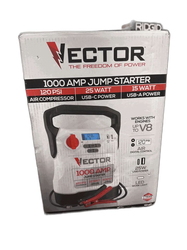 VECTOR 1000 Amp Jump Starter, Compressor, USB Power - Image 1 of 1