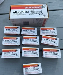 Winchester Wildcat .22 Brick Box W/ 10 Empty Cartridge Boxes W/Inner Box - Picture 1 of 6