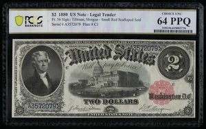 SC 1880 $2 Fr.56 Legal Tender Early Issue PCGS 64 PPQ Choice Uncirculated (079) - Picture 1 of 3