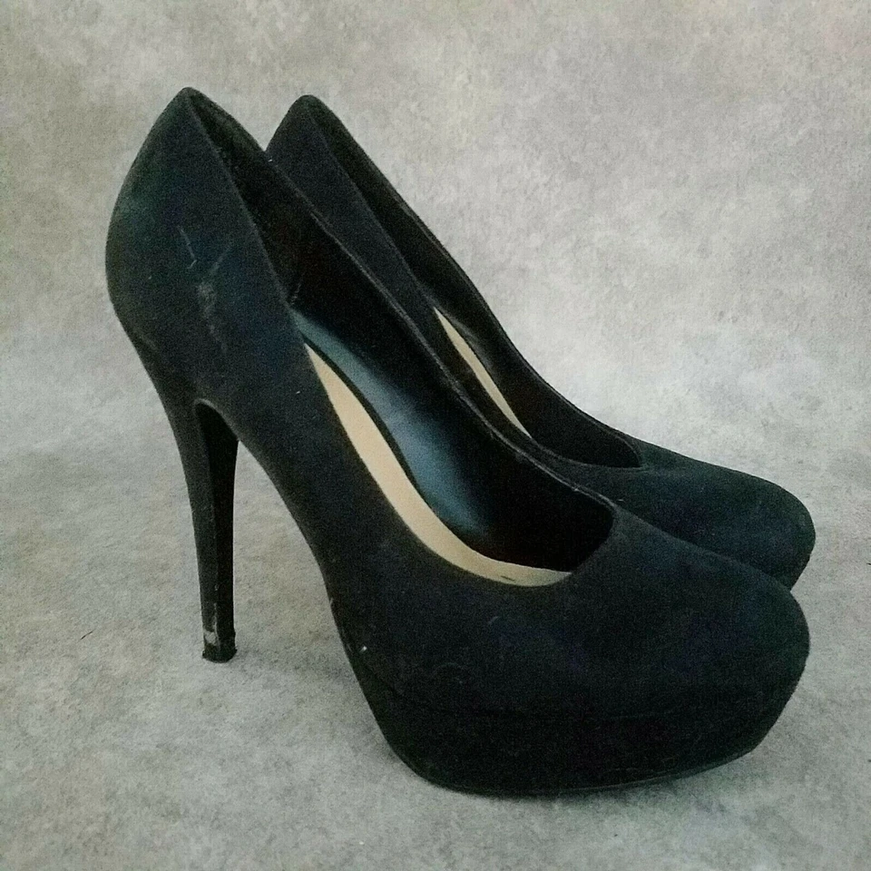 Lauren Conrad 女式 Johanna 8 码黑色纺织懒人鞋 4.5 英寸高跟鞋 — 第 1/4 张图片