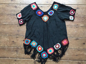 lush womens boho hippie style top blouse size M