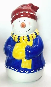 Ceramic Christmas Snowman Cookie Jar 11" Tall by Trimmings Etc Vintage  - Picture 1 of 9