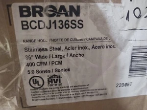 Broan 7" BCDJ136SS 36" Deluxe Under Cabinet Range Hood Stainless 400CFM *READ* - Picture 1 of 7