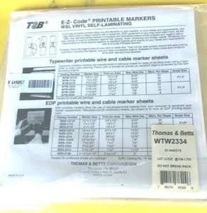 25 Sheets)T&B WTW2334 Wire Markers - Self Laminating 2" X 3-3/4" - 8 per sheet - Picture 1 of 6