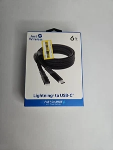 Just Wireless 6' Ultra Braided 8-Pin For Apple to USB-C Flat Cable - Slate Black - Picture 1 of 5