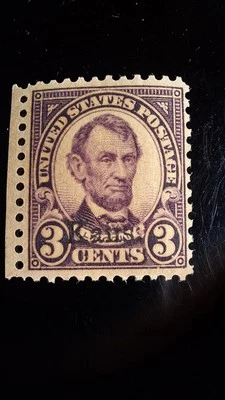 Scott #661, M/F/NH, Lincoln, Violet, 3 cent, Kansas Overprint, P. 11x10.5 - Image 1 of 2
