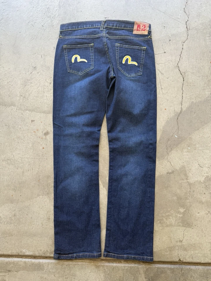 Pantalones de mezclilla japoneses Evisu vintage de colección para mujer ajustados calce recto talla 9 Foto 1 de 4
