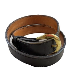 Kramer Double Thick Gun Belt Mahogany Black Brown Leather Brass Buckle 38" - Picture 1 of 10