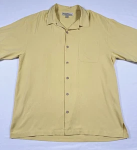 Camisa de campamento Tommy Bahama 100 % seda espiga amarillo botón delantero para hombre mediana - Imagen 1 de 10