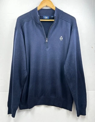 Cutter & Buck Sweater Mens XL Half-Zip Navy Blue Merino Wool Blend Golf Pullover - Image 1 of 4