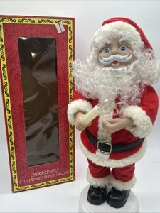 Babbo Natale animato musicale vintage 1993 con candela accesa decorazione da tavolo 15" con scatola - Foto 1 di 16