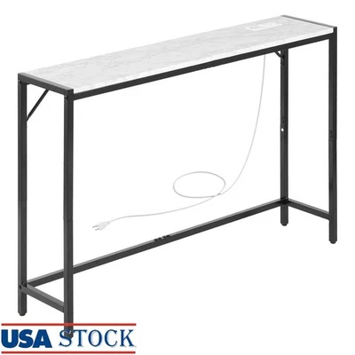Mesa consola moderna toma de corriente USB delgada sofá mesa auxiliar diseño anti punta Foto 1 de 4