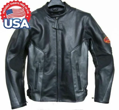 Moto Guzzi Racing Motorbike Leather Jacket In Cow Hide/5 Ce Approved Protectors - Image 1 of 4