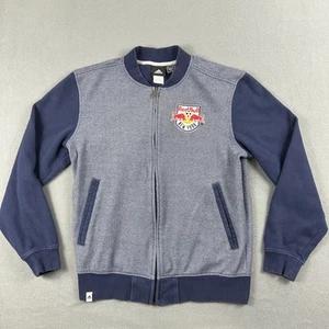 New York Red Bulls Jacket Mens Medium Gray Blue MLS Soccer Full Zip Adidas NYFC - Picture 1 of 8