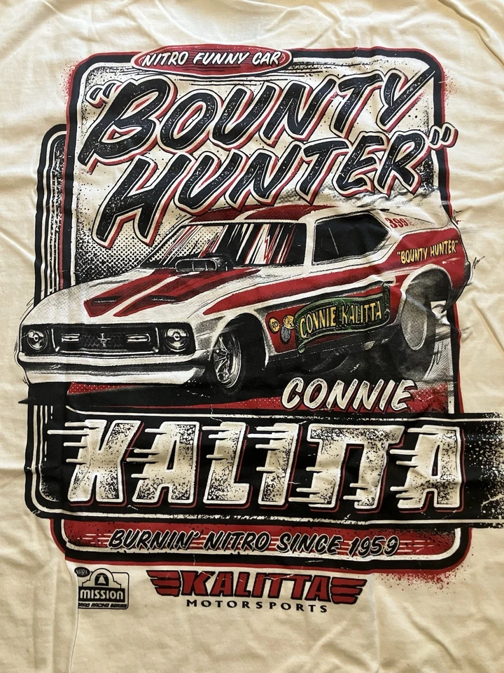 CAMISETA "BOUNTY HUNTER" OFICIAL DE CONNIE KALITTLA DE LA NHRA DRAG RACING TALLA GRANDE Foto 1 de 4