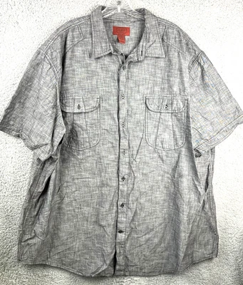 The Foundry Big & Tall Shirt Young Men’s 3XLT Charcoal Button Up Short Sleeve - Image 1 of 4