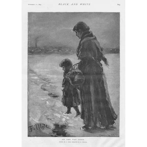 FRITZ VON UHDE On the Way Home - Antique Print 1895 - Picture 1 of 1
