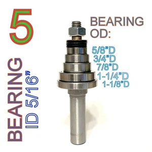 5 pc ID 5/16" Bearing, Shim, Washer, Nuts and 1/2" Arbor for Router Bit - Picture 1 of 12