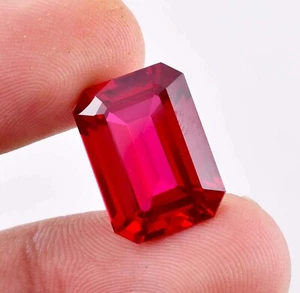 8x10 MM Natural Mozambique Blood Red Ruby Emerald Cut Loose Gemstone Certified - Bild 1 von 5