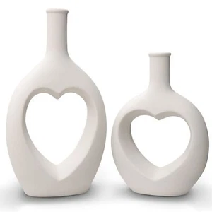 Ceramic Vase Set of 2 White Vases for Modern Home Decor, Pampas Grass Vase Fl... - Picture 1 of 6