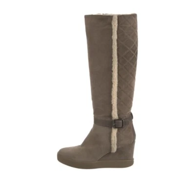 Botas de cuña de montar AQUATALIA Callie con ribete de piel sintética gamuza de oveja tostadas talla 7 Foto 1 de 4