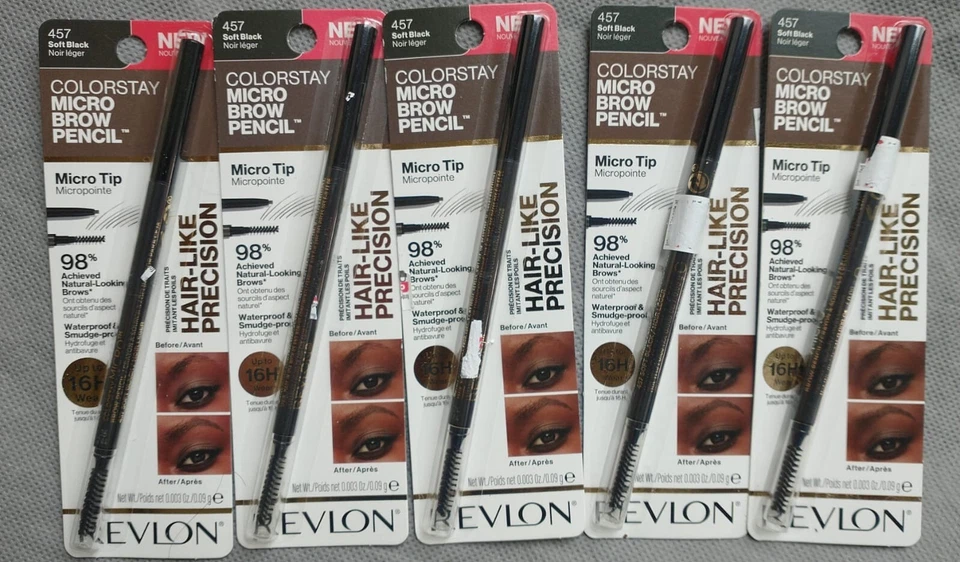 Pack 5 Revlon Colorstay Micro Brow Pencil Soft Black 457 New in Pack    - Image 1 of 1