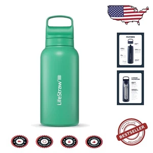 Eco-Friendly Insulated Water Filter Bottle 1L - Removes Contaminants for Travel - Picture 1 of 10