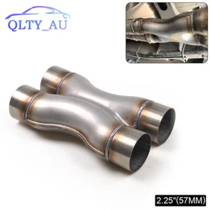 Crossover X Pipe Dual 2.25" In/Out Universal Stainless Steel Muffler Exhaust Tip - Picture 1 of 10