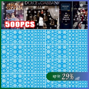 Christmas White Snowflakes Window Clings Decal Stickers Ornaments Winter Frozen - Picture 1 of 17