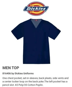 DICKIES Scrubs Mens Medical Uniform Shirt Sleeves Pocket Navy 816406 Size L -NEW - Picture 1 of 13