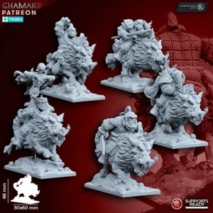 5x Orc Grey orcs Warg riders avec les socles - Imagen 1 de 1
