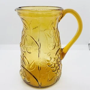 Vintage Rossini Empoli Amber Glass Pitcher Embossed Fruit Made in Italy - Bild 1 von 6