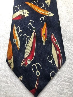 A ROGERS CORBATA HOMBRE AZUL MARINO CON SEÑUELOS PECES 4 X 59 Foto 1 de 4