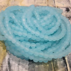 Frosted Glass Beads 8mm, Light Blue , Approx 99 pce Free Postage Oz Seller - Picture 1 of 2