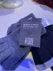 Children's Place Gloves - NWT 3 Pair( 2 Tech Friendly) Boys Med - Picture 1 of 5