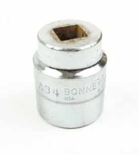 Bonney 1-1/16" 12 Point Shallow Chrome Socket 1/2" Drive A34 USA Vintage - Picture 1 of 3
