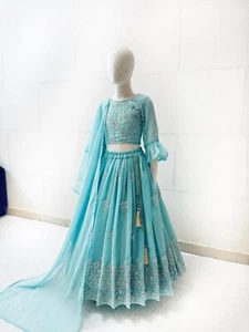 Top Lehenga Choli listo para usar para niñas pequeñas ropa de boda Lehenga fiesta de Bollywood - Imagen 1 de 13